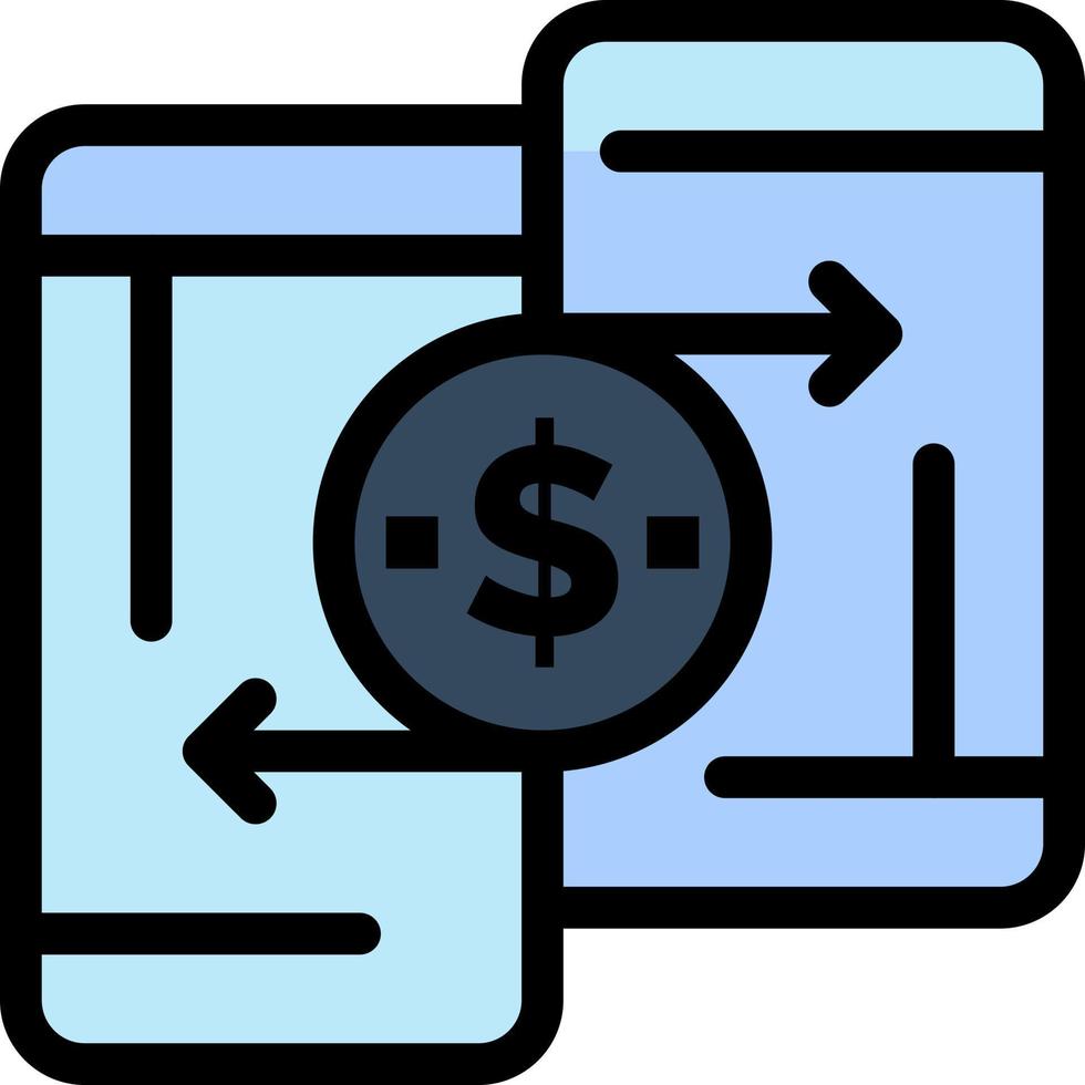 modelo de banner de ícone de vetor de ícone de cor plana de telefone de peertopeer de pagamento de dinheiro móvel