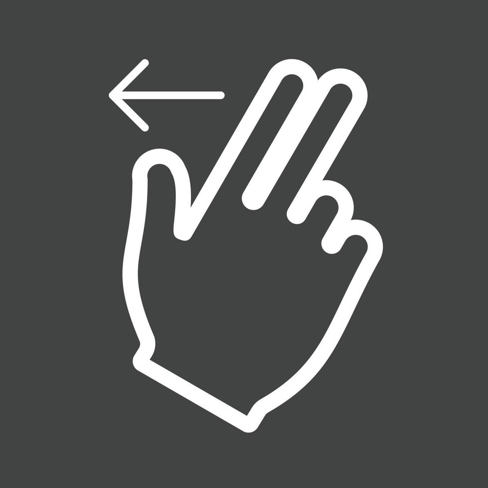 ícone invertido da linha esquerda de dois dedos vetor