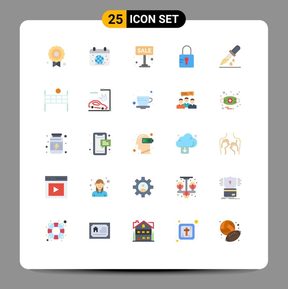 Conceito de 25 cores planas para sites móveis e aplicativos venda de escola de drouper bloqueado para venda elementos de design de vetores editáveis