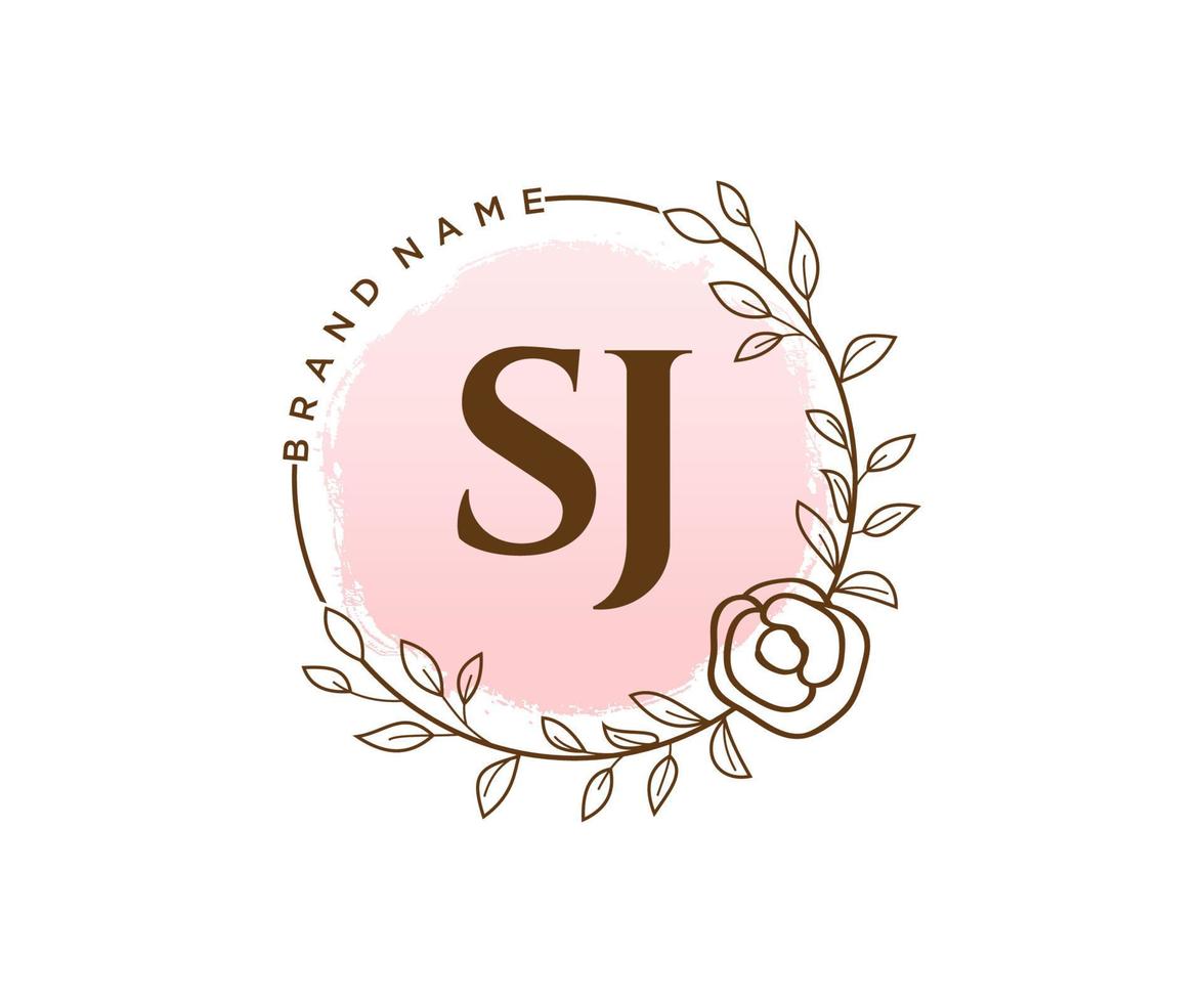logotipo feminino inicial sj. utilizável para logotipos de natureza, salão, spa, cosméticos e beleza. elemento de modelo de design de logotipo de vetor plana.