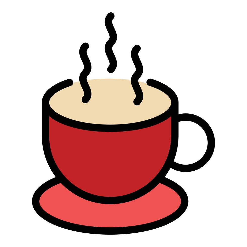 vetor de contorno de cores de ícone de xícara de café quente da manhã