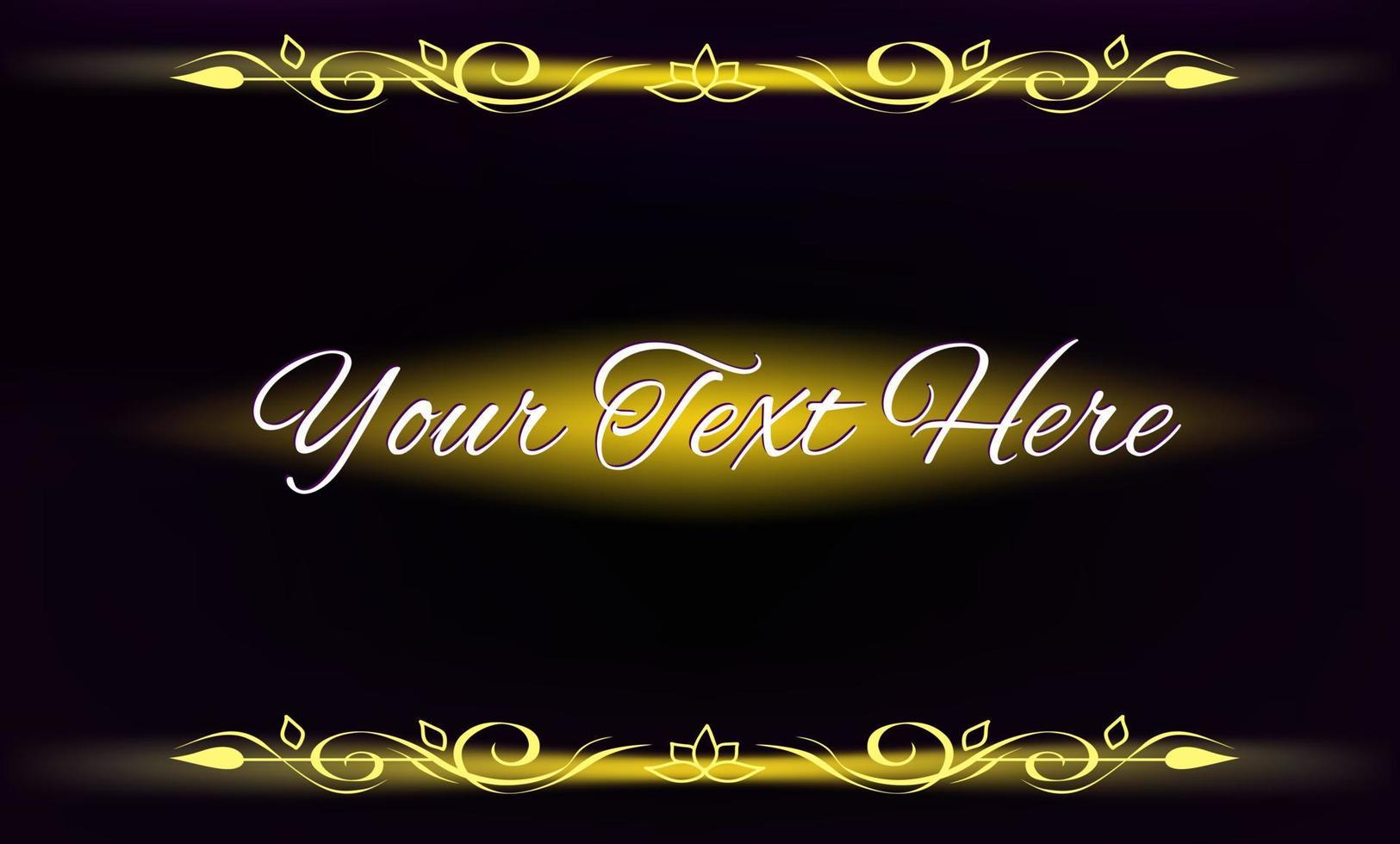 modelo vintage gradiente abstrato de fundo preto com flores de borda desenhadas à mão douradas brilhantes, espaço para texto dourado, espaço para texto, web, impressões de folheto, folheto, brochura, saudação, convite, etiqueta vetor