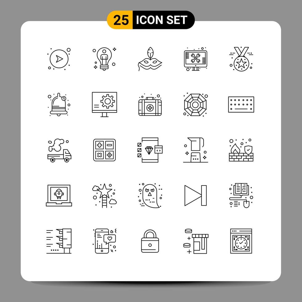 conjunto moderno de pictograma de 25 linhas de ferramentas suportam elementos de design de vetores editáveis mardigras de tela masculina