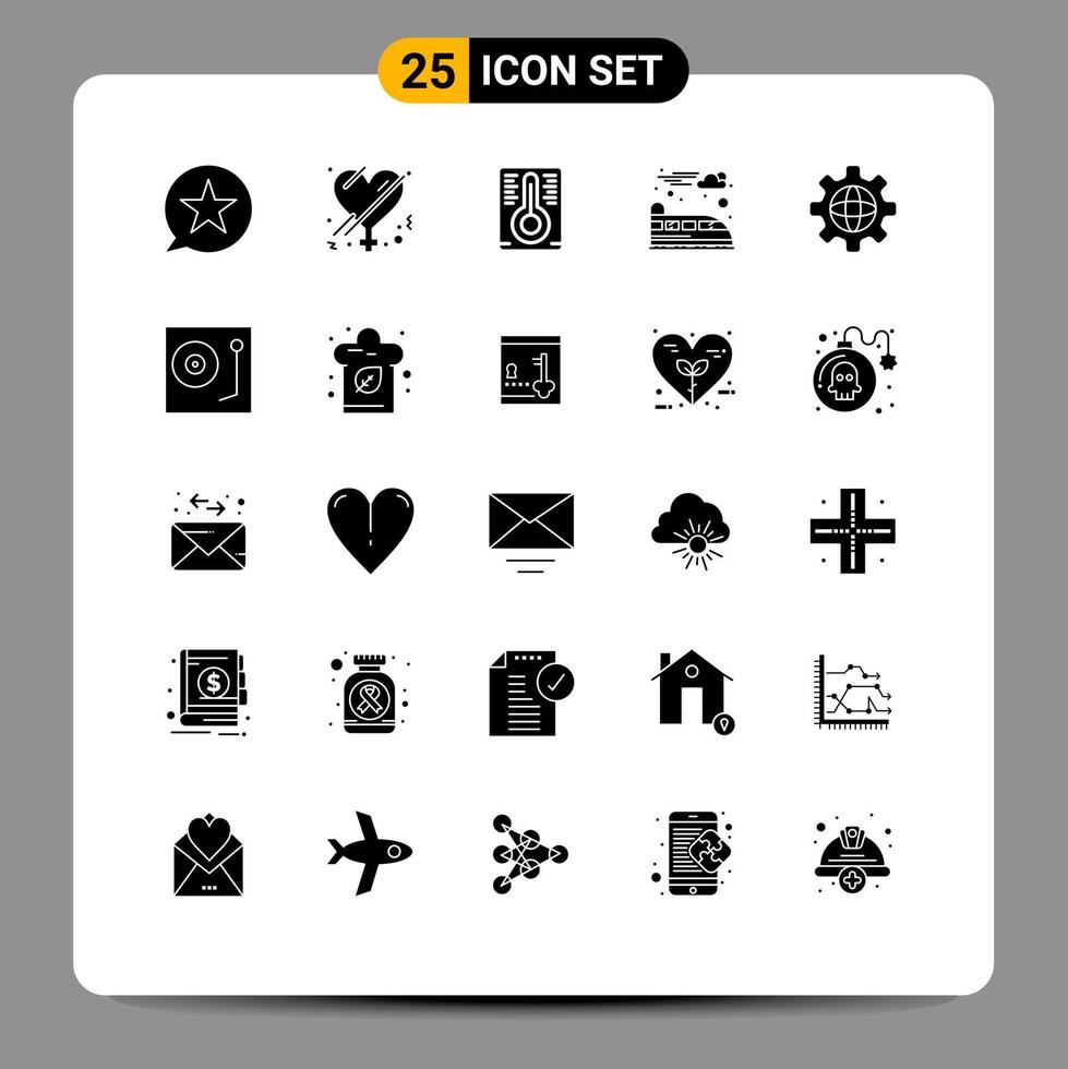 pacote de ícones vetoriais de estoque de 25 sinais e símbolos de linha para dispositivos internet romance globo suburbano elementos de design de vetores editáveis