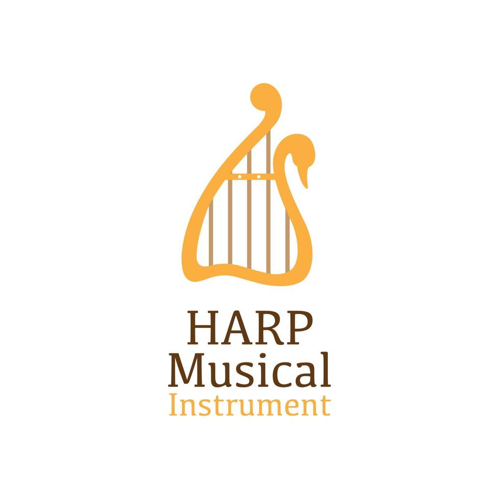 logotipo musical de harpa e cisne vetor