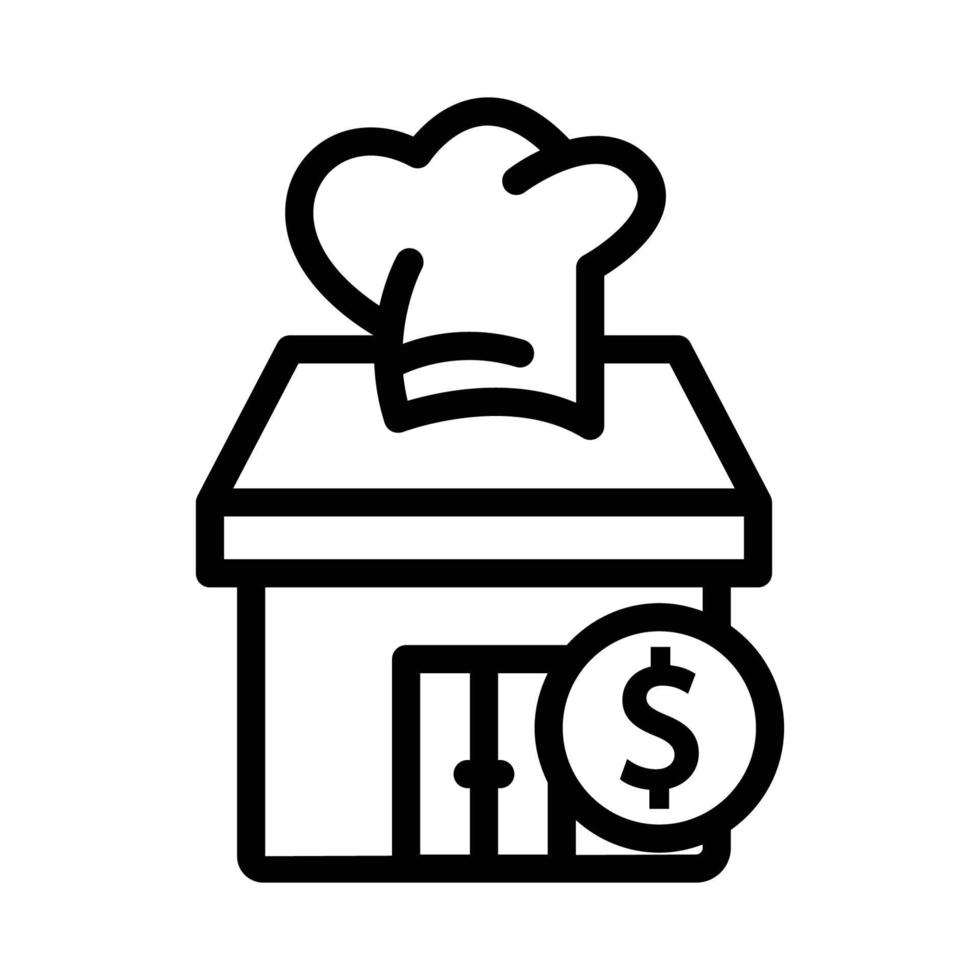 ilustração do ícone do restaurante com dólar. estilo de ícone de linha. apropriado para o ícone de compras. ícone relacionado ao comércio eletrônico. design de vetor simples editável. pixel perfeito em 32 x 32
