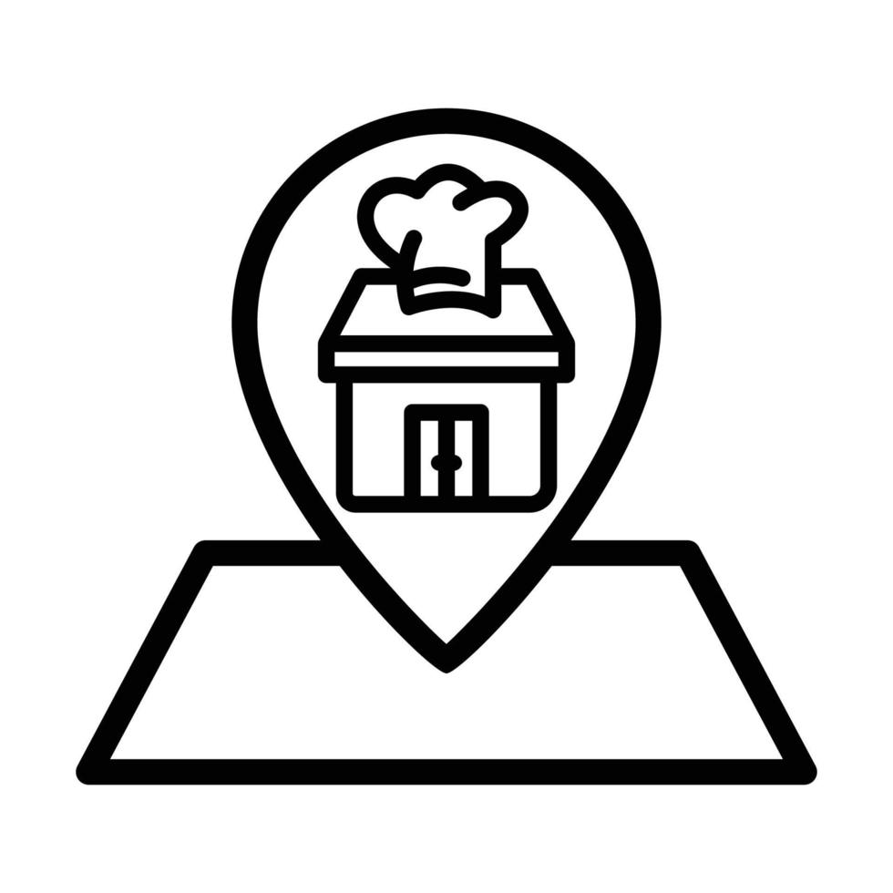 ilustração do ícone do restaurante com mapa. estilo de ícone de linha. adequado para o ícone de localização do restaurante. ícone relacionado ao comércio eletrônico. design de vetor simples editável. pixel perfeito em 32 x 32