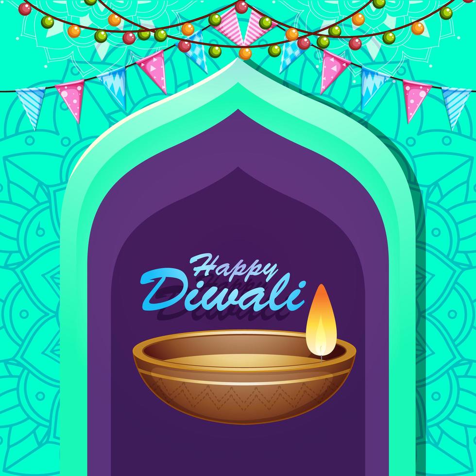 fundo com mandala pantern para o feliz festival de diwali vetor