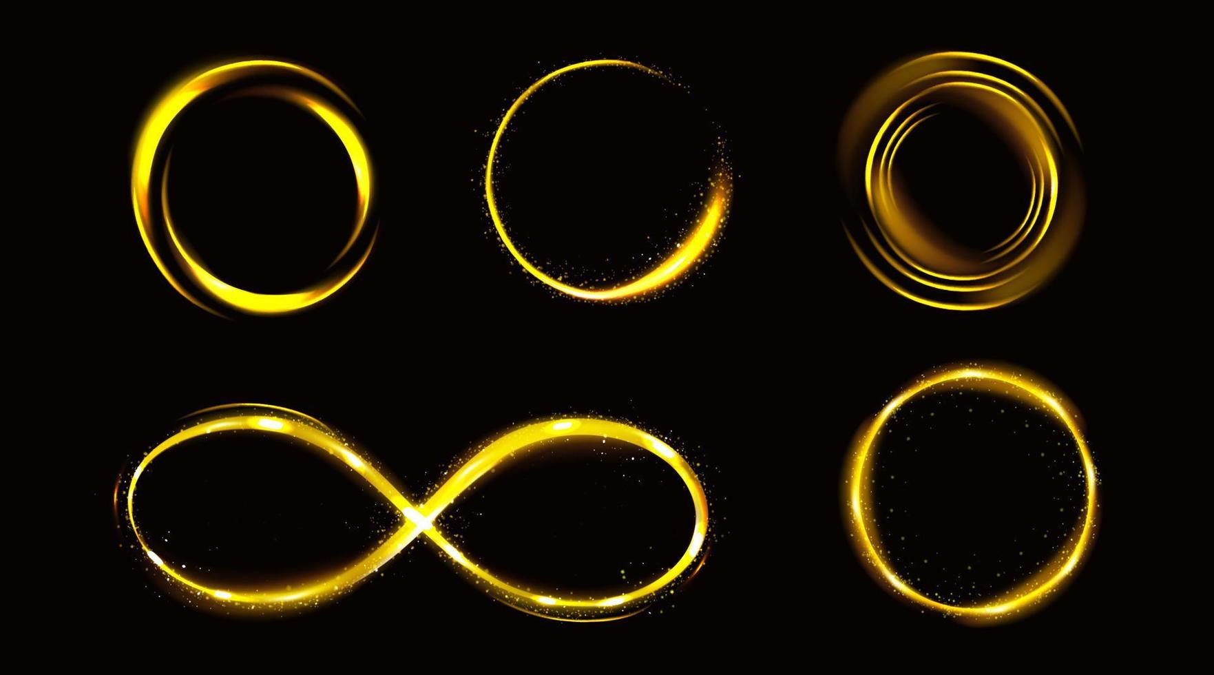 brilho ouro símbolo infinito ou círculos com brilhos vetor