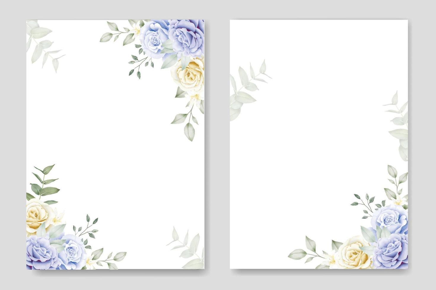 lindas rosas florais flores modelo de cartão de convite de casamento vetor