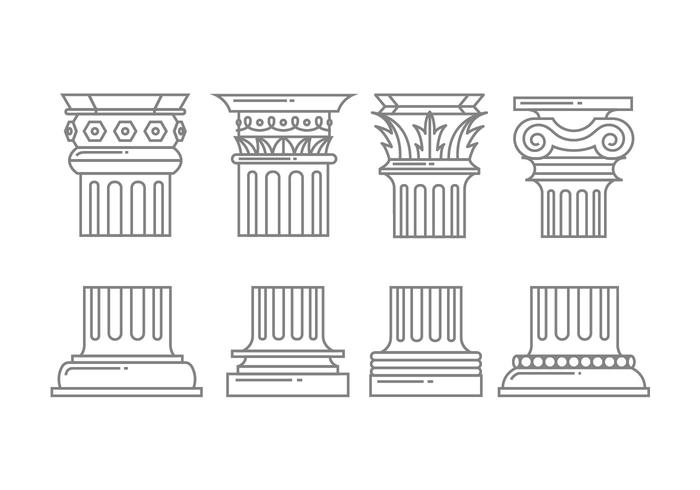 Ícones da coluna romana vetor