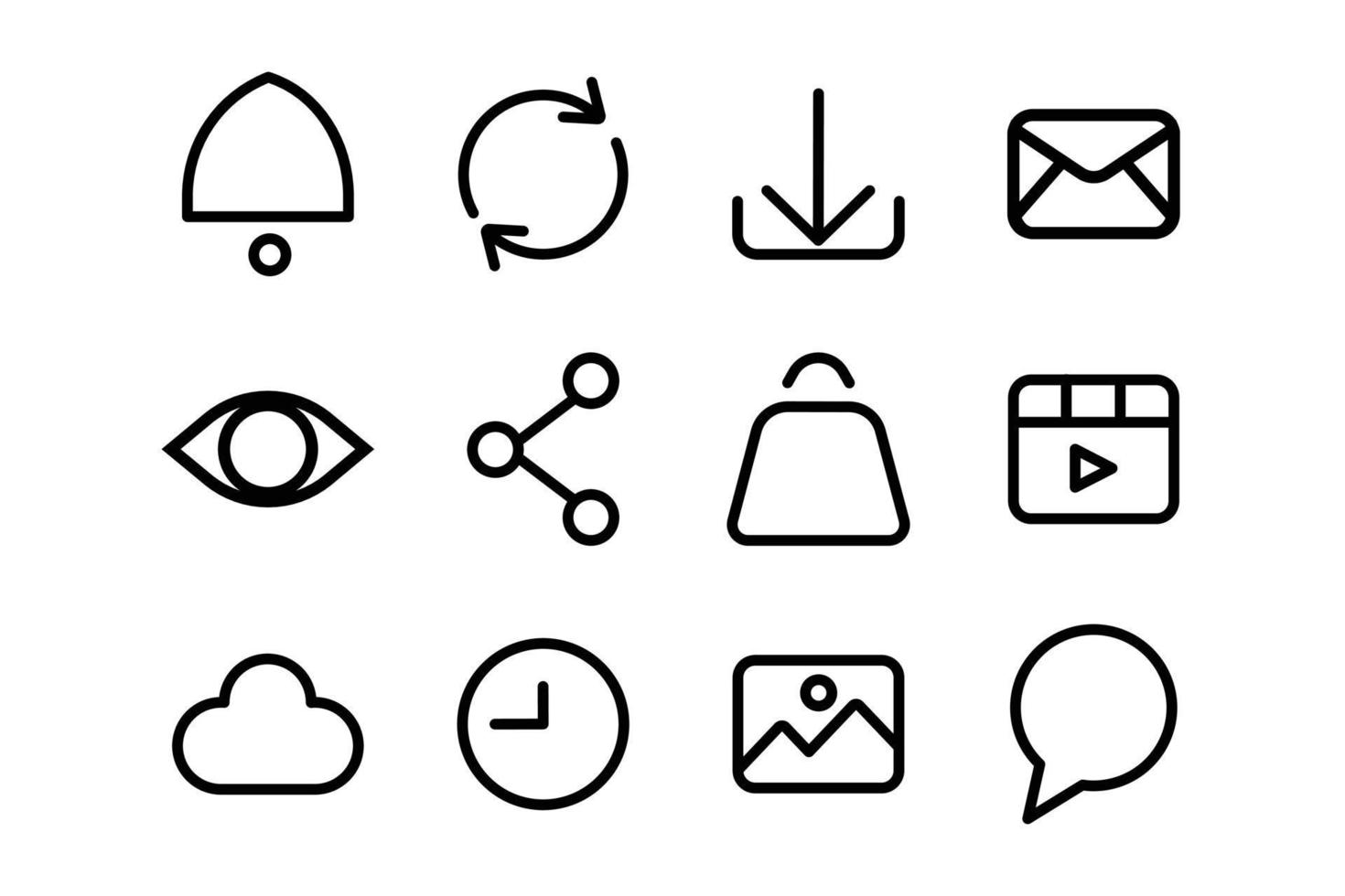 conjunto de design básico de ícones da web e aplicativos. assinar para interfaces de design vetor
