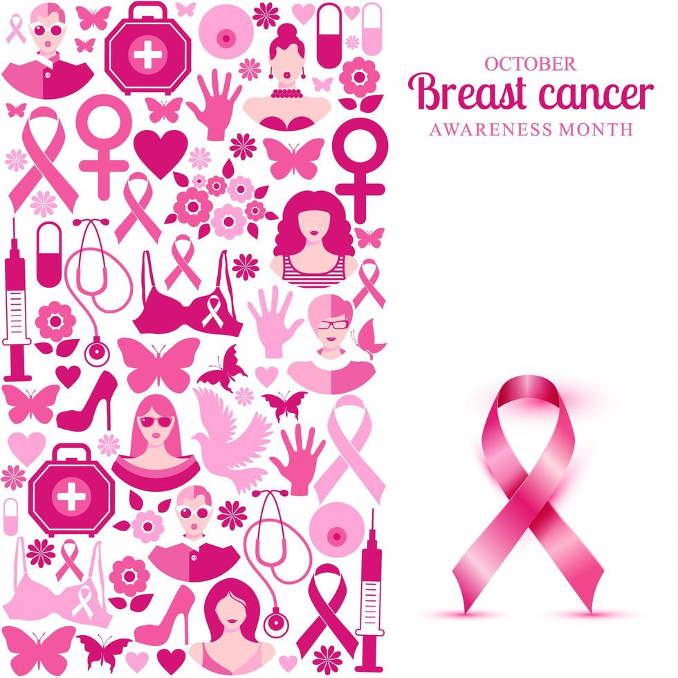 design do mês de conscientização do câncer de mama vetor