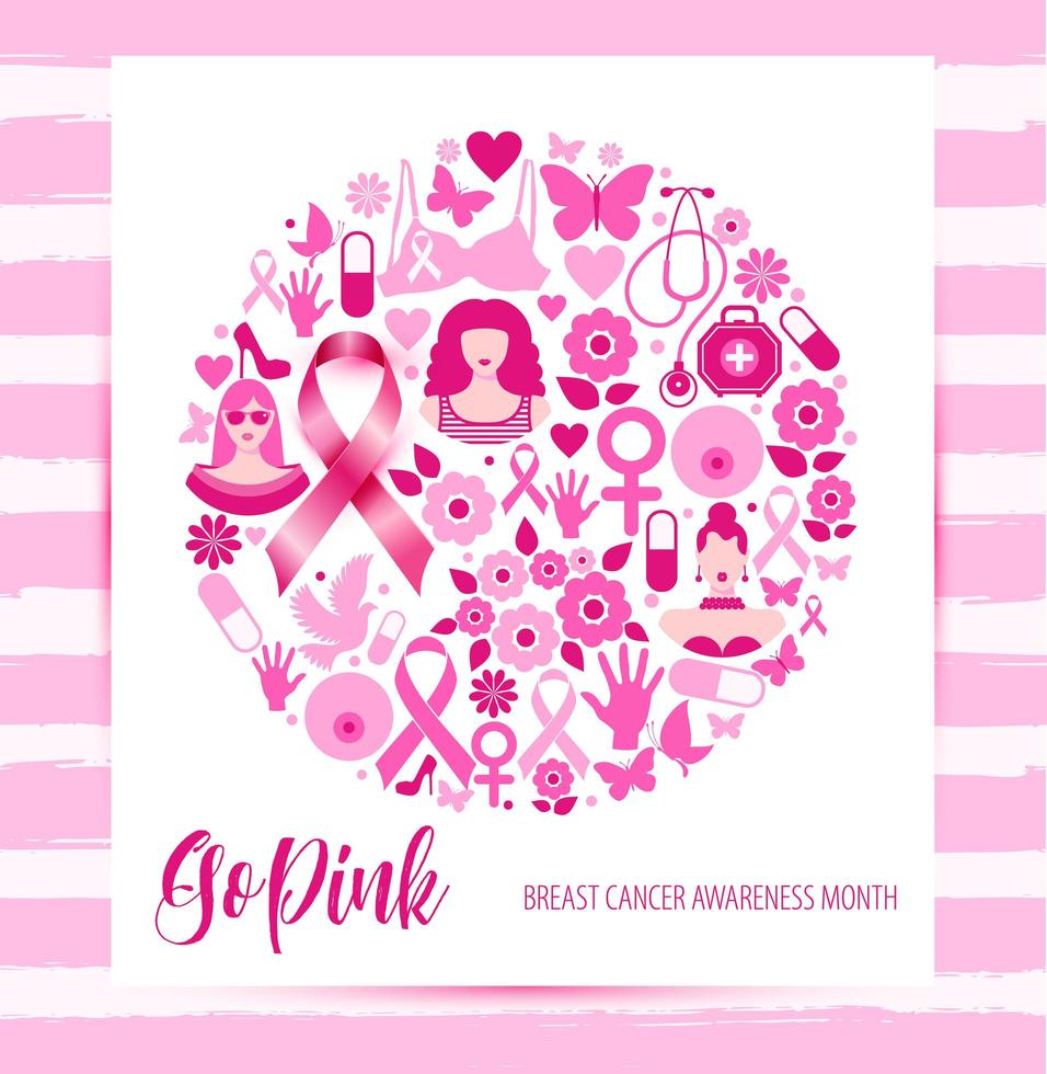 design do mês de conscientização do câncer de mama vetor