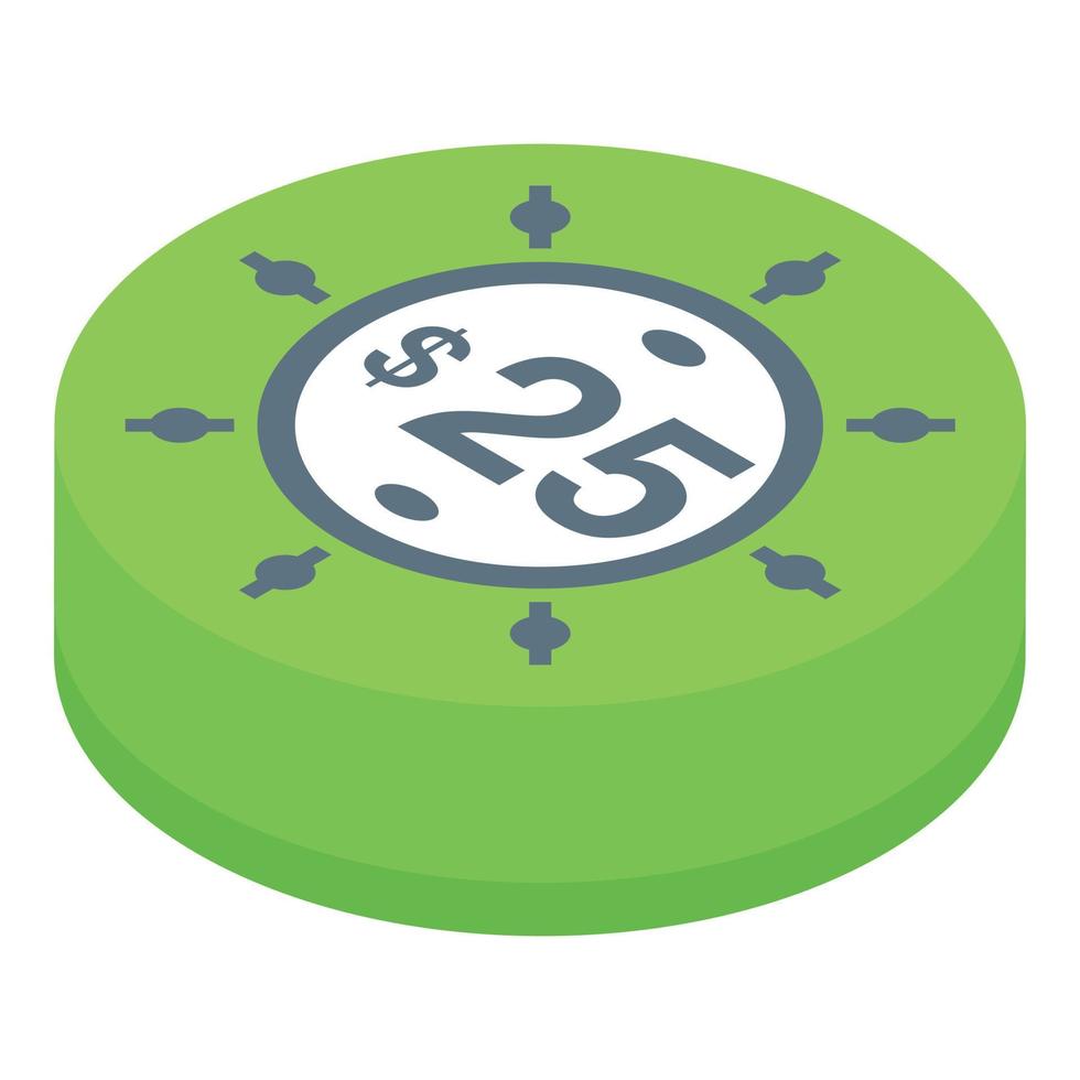 vetor isométrico de ícone de fichas de cassino verde. pôquer de cartas