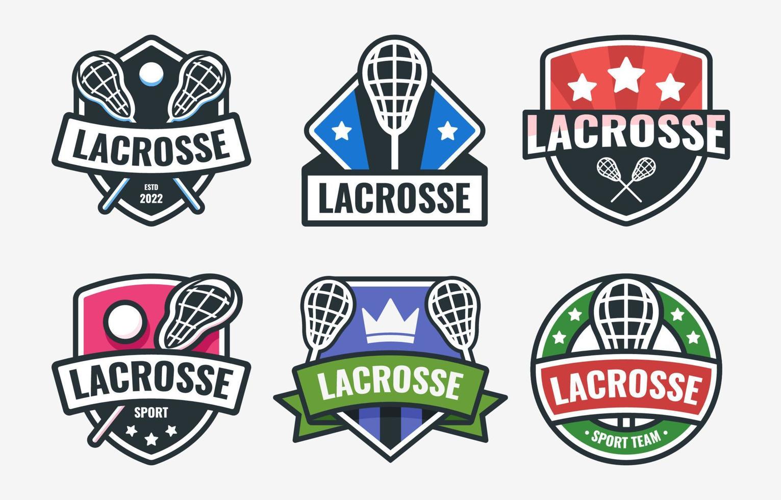 conjunto de logotipo de jogo de esporte de lacrosse vetor