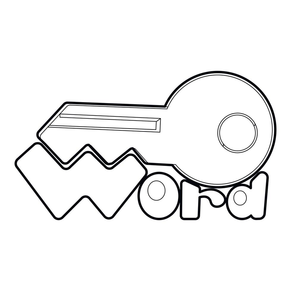 ícone de chave, estilo de estrutura de tópicos vetor