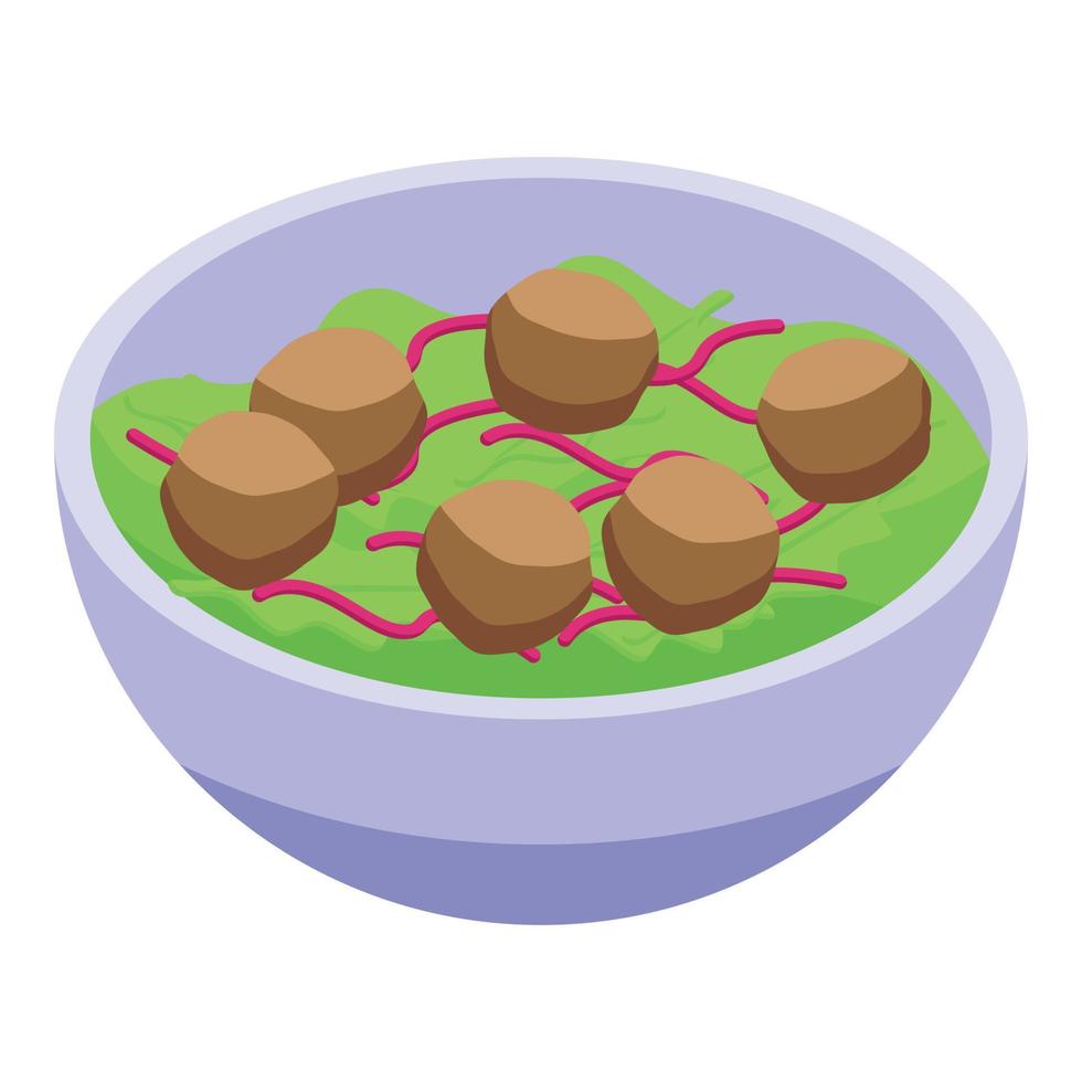 cozinhe o vetor isométrico do ícone das bolas de salada. dieta alimentar