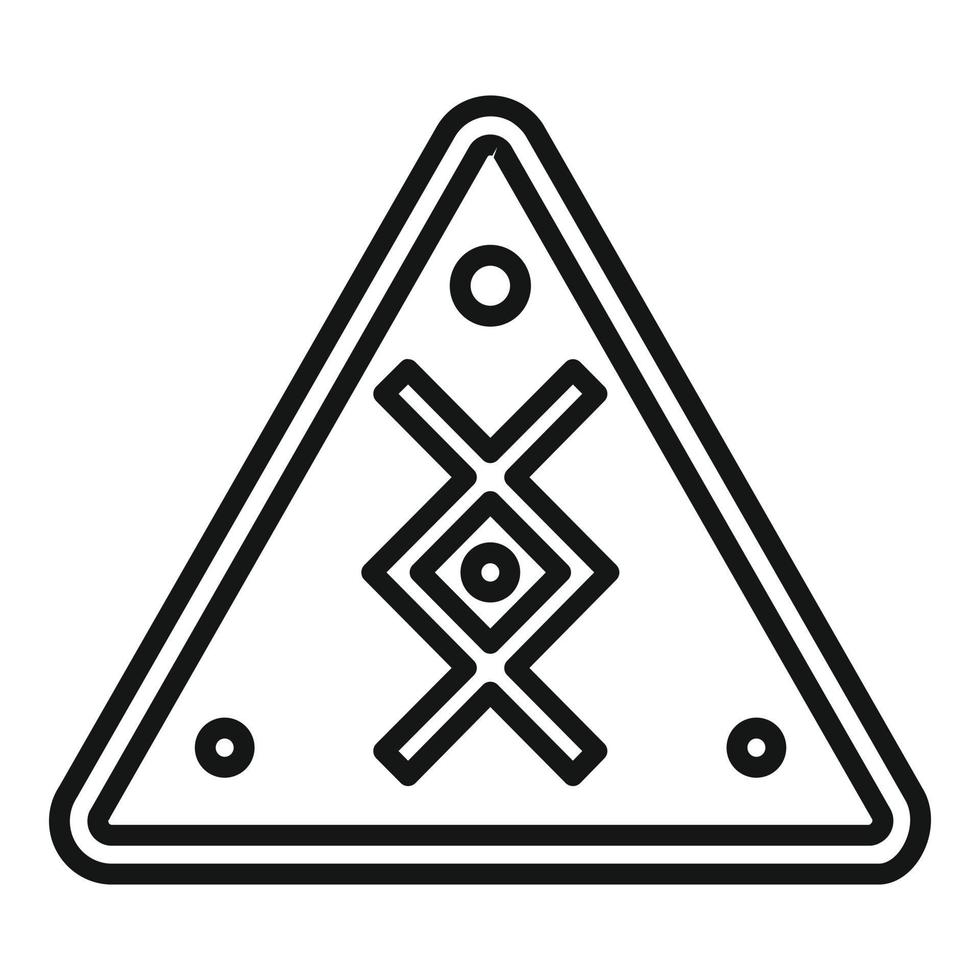 vetor de contorno do ícone do amuleto da pirâmide. religião esotérica
