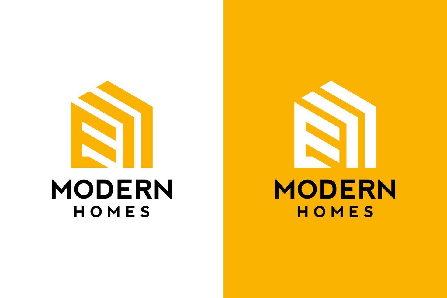 design de logotipo de e em vetor para construção, casa, imóveis, construção, propriedade. modelo de design de logotipo profissional na moda mínimo incrível em fundo duplo.