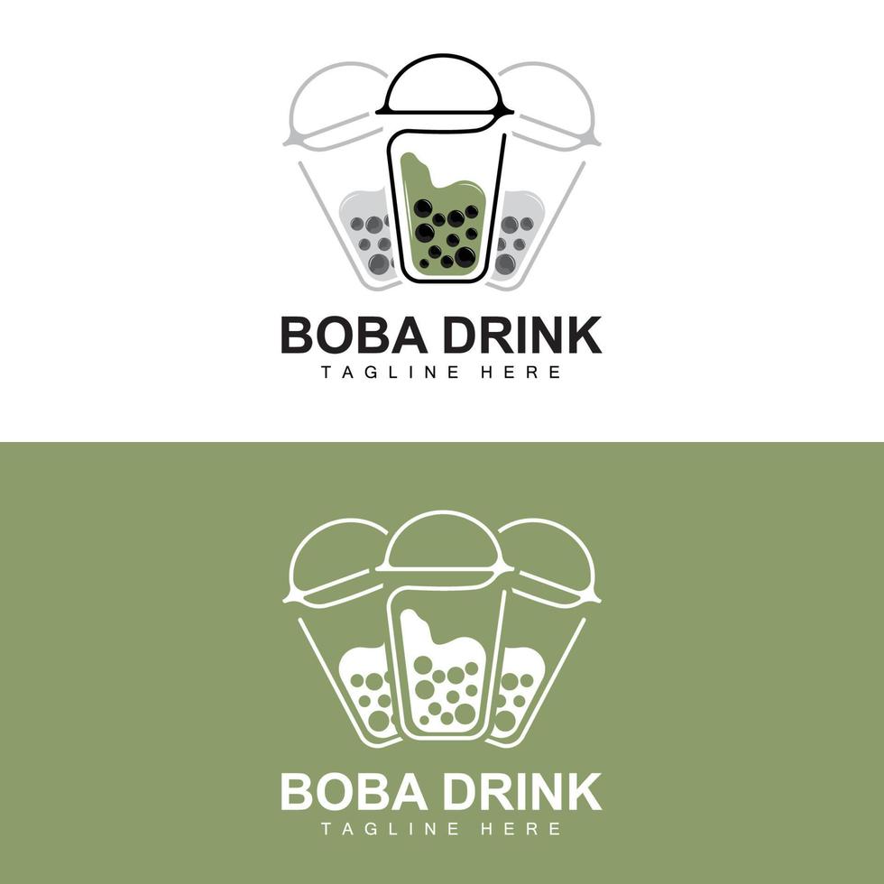 design de logotipo de bebida boba, vetor de bolha de bebida geléia moderna, ilustração de vidro de marca de bebida boba. design adequado para cafés, marcas de bebidas