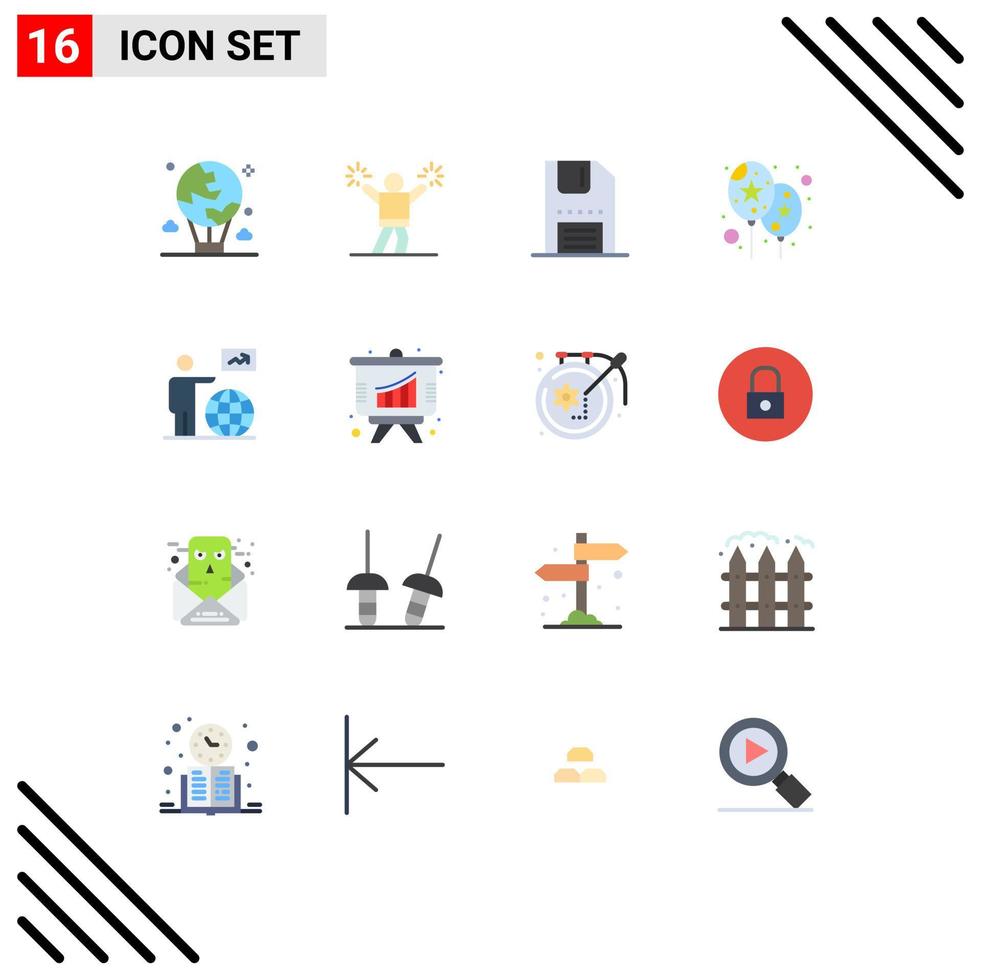 pacote de ícones de vetores de estoque de 16 sinais e símbolos de linha para interface de balão de ventilador de evento de homem pacote editável de elementos de design de vetores criativos