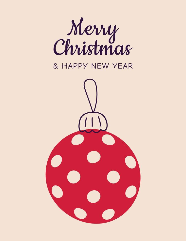 pickleball feliz natal e feliz ano novo cartão, pôster, capa de férias. bola de pickleball de natal. ilustração vetorial. vetor