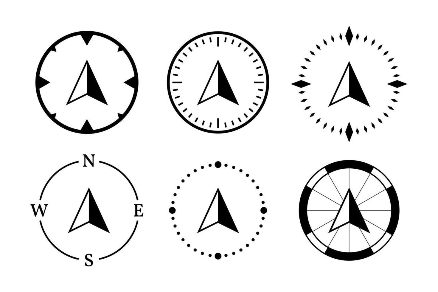 conjunto de vetores de bússola isolado no fundo branco