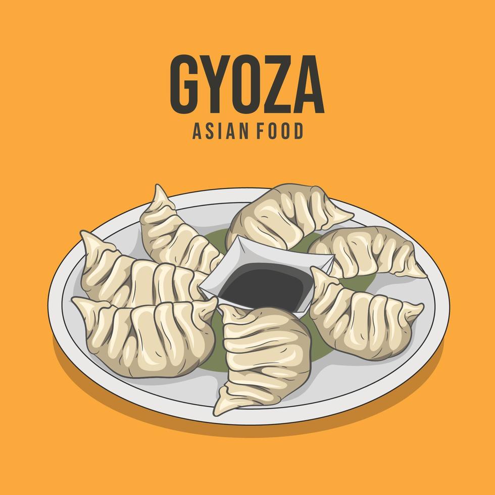 ilustração vetorial de gyoza e molho vetor