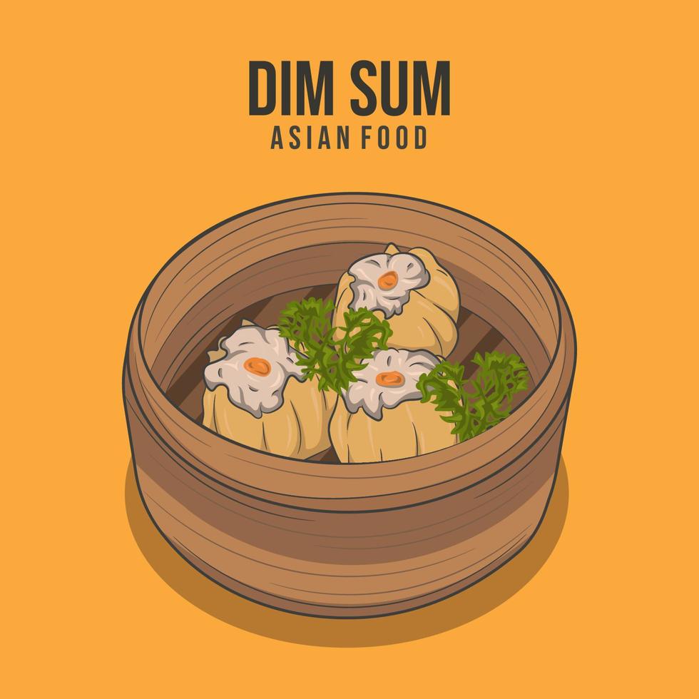 comida asiática. dim sum, comida tradicional chinesa vetor