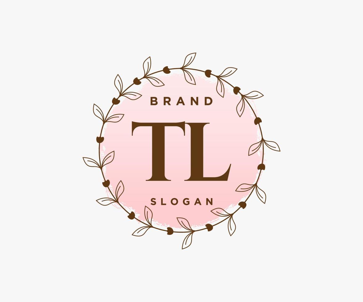 logotipo feminino inicial tl. utilizável para logotipos de natureza, salão, spa, cosméticos e beleza. elemento de modelo de design de logotipo de vetor plana.