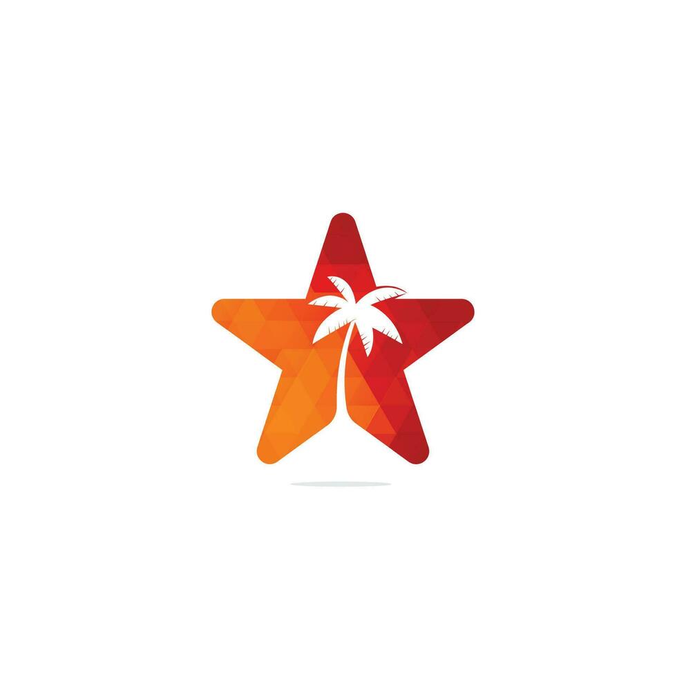 praia tropical estrela e design de logotipo de árvore de palma. design criativo de logotipo de vetor de palmeira simples.