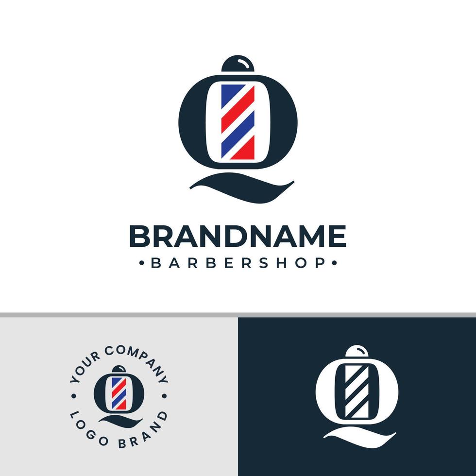 logotipo da barbearia letra q, adequado para qualquer negócio relacionado a barbearia com inicial q. vetor