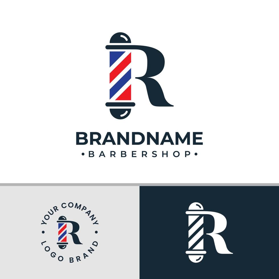 logotipo da barbearia letra r, adequado para qualquer negócio relacionado à barbearia com inicial r. vetor