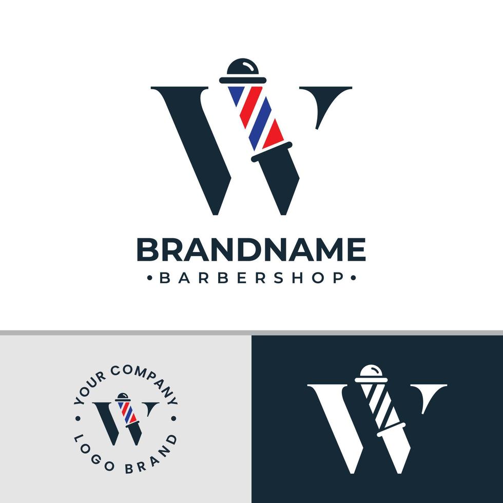 logotipo da barbearia letra w, adequado para qualquer negócio relacionado à barbearia com inicial w. vetor