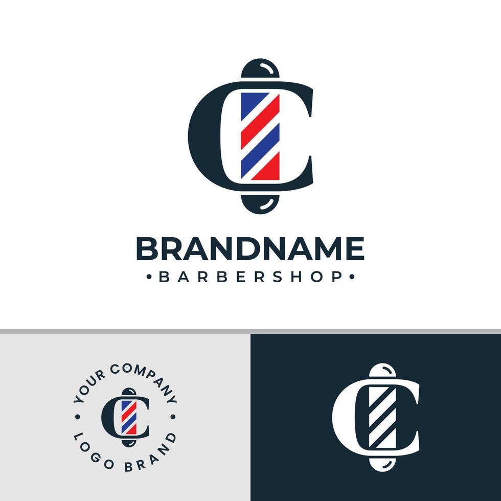 logotipo da barbearia letra c, adequado para qualquer negócio relacionado à barbearia com inicial c. vetor