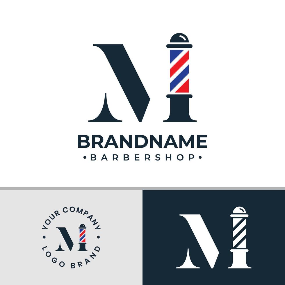 logotipo da barbearia letra m, adequado para qualquer negócio relacionado à barbearia com inicial m. vetor