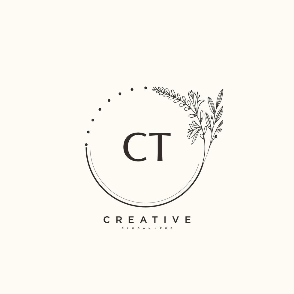 arte do logotipo inicial do vetor de beleza ct, logotipo de caligrafia da assinatura inicial, casamento, moda, joalheria, boutique, floral e botânico com modelo criativo para qualquer empresa ou negócio.