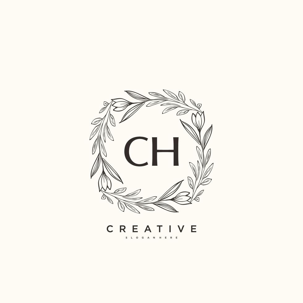 arte do logotipo inicial do vetor de beleza ch, logotipo de caligrafia da assinatura inicial, casamento, moda, joalheria, boutique, floral e botânico com modelo criativo para qualquer empresa ou negócio.