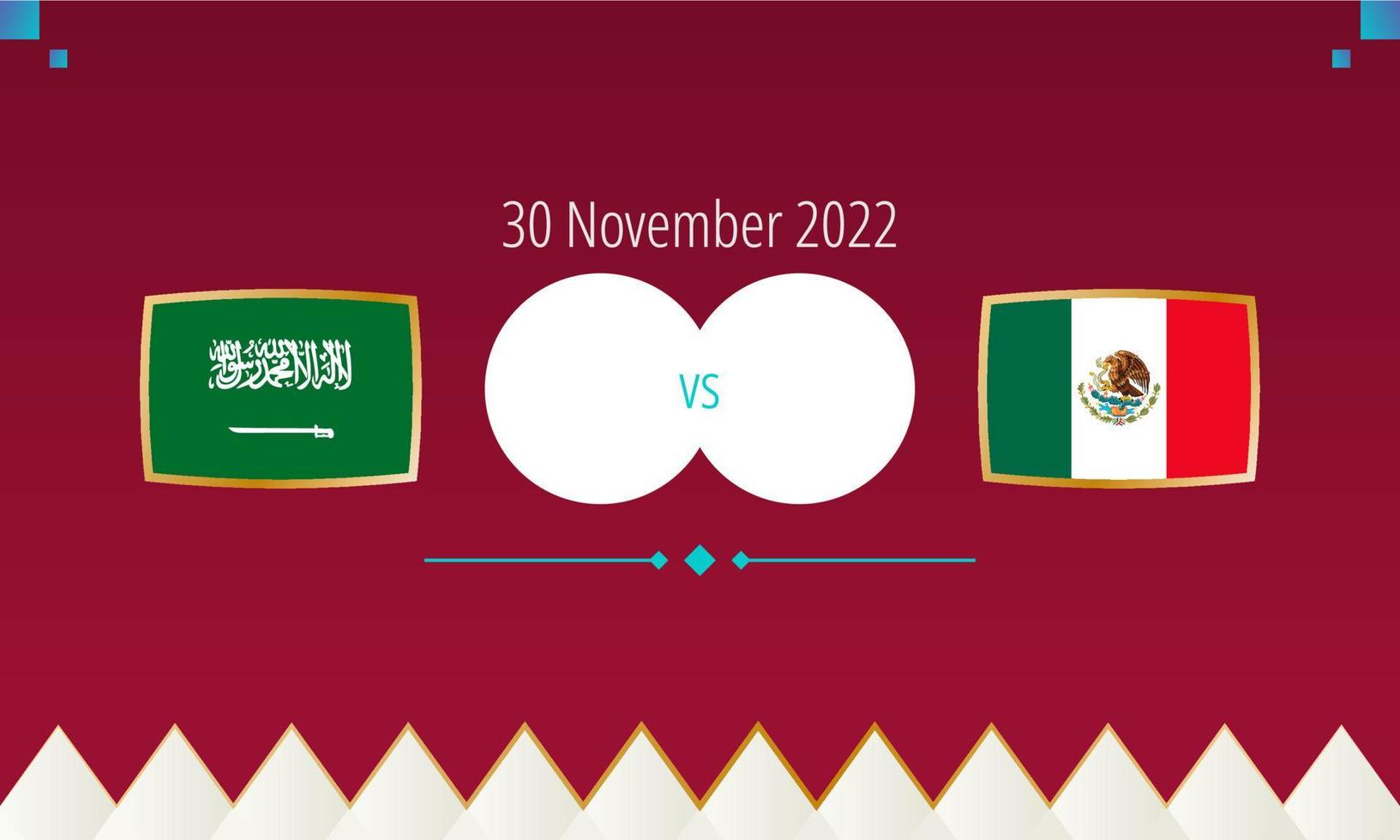 jogo de futebol arábia saudita x méxico, competição internacional de futebol 2022. vetor