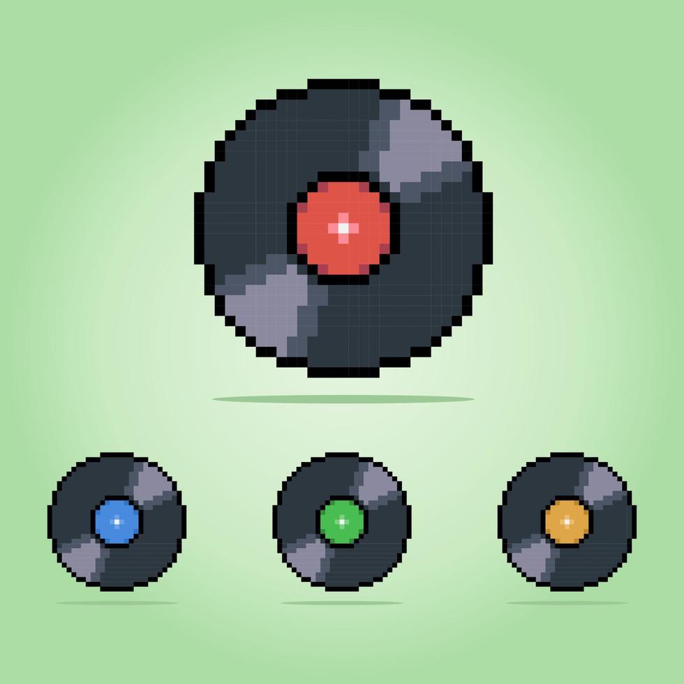 Pixels de gramofone de 8 bits. player de música retrô para ativos de jogos e padrões de ponto cruz em ilustrações vetoriais. vetor