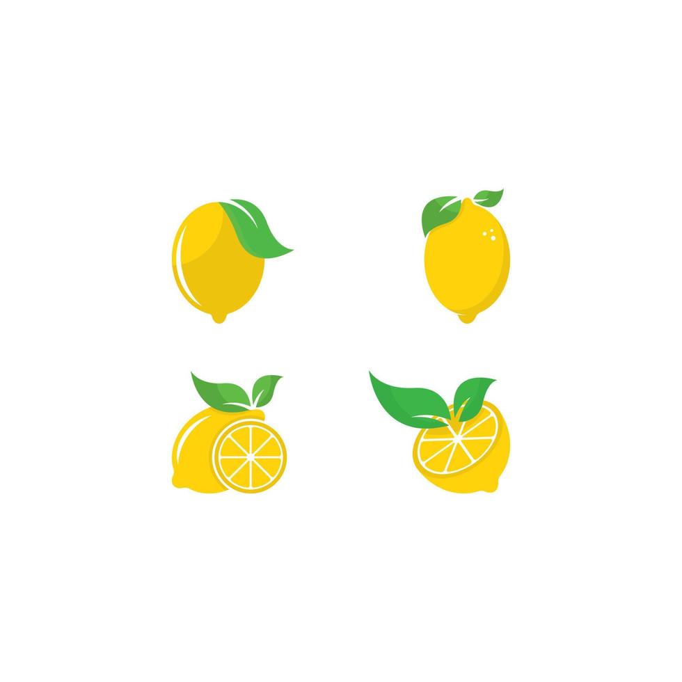 conjunto de ilustração de ícone de modelo de vetor de logotipo de fruta limão