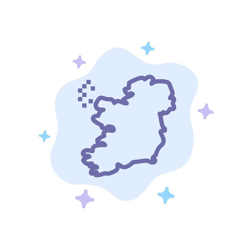 ícone azul da Irlanda do mapa do mundo no fundo abstrato da nuvem vetor