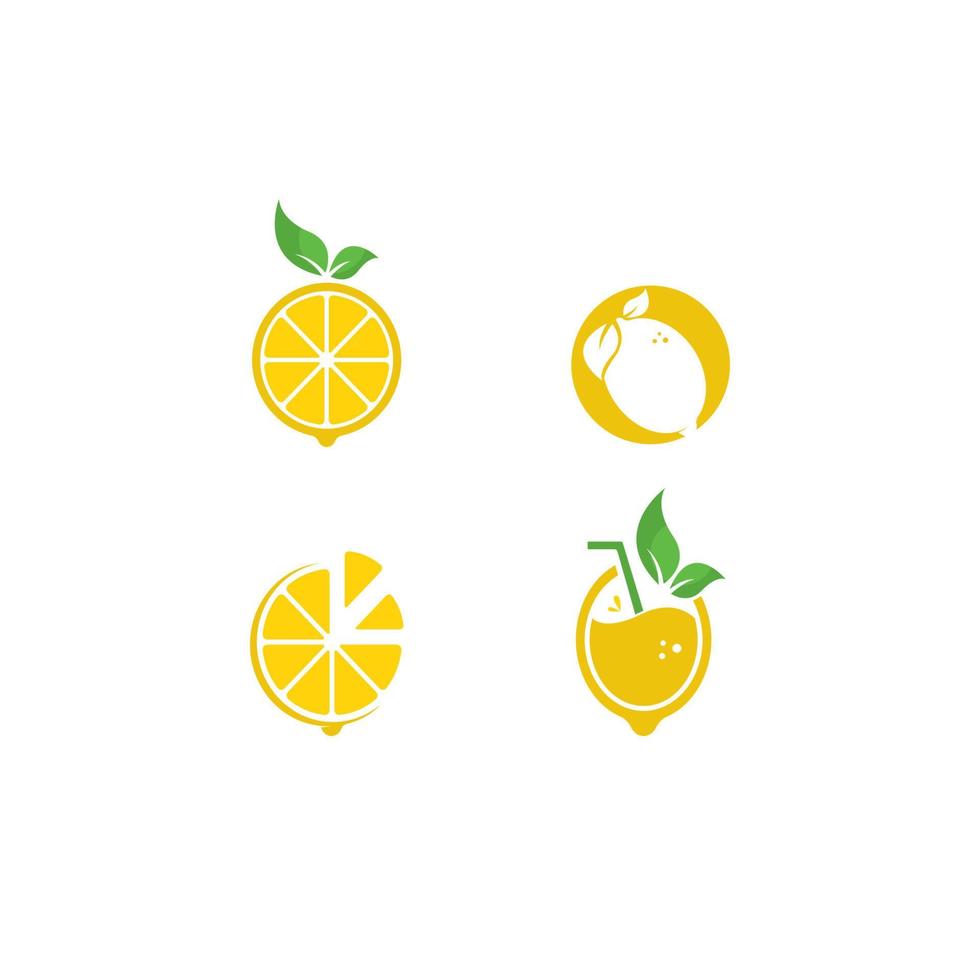 conjunto de ilustração de ícone de modelo de vetor de logotipo de fruta limão