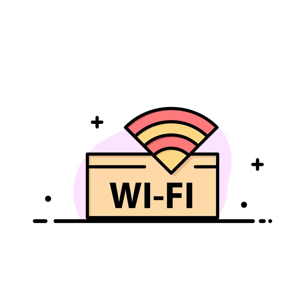 modelo de banner de vetor de ícone de linha plana de negócios de dispositivo de serviço wi-fi de hotel