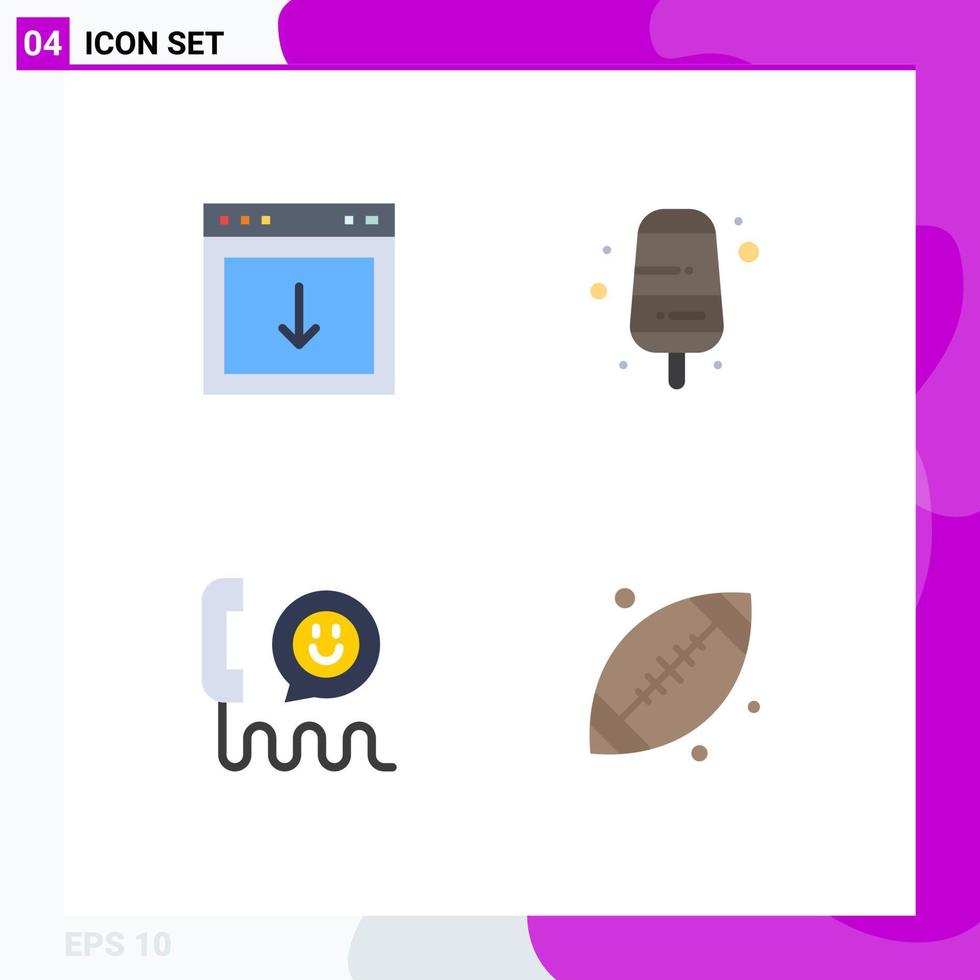 grupo de 4 sinais e símbolos de ícones planos para elemento de comunicação de aplicativo ajuda a elementos de design de vetores editáveis