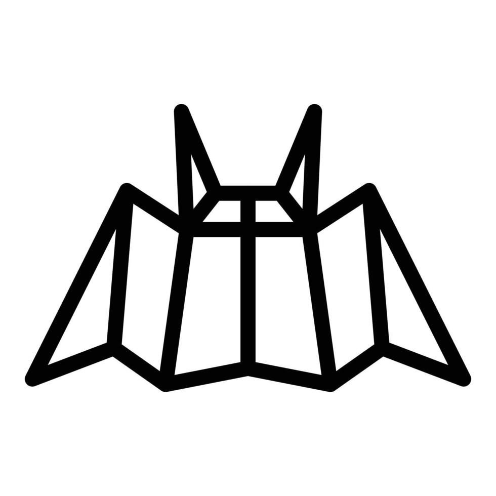 vetor de contorno do ícone de origami de morcego voador. animal geométrico
