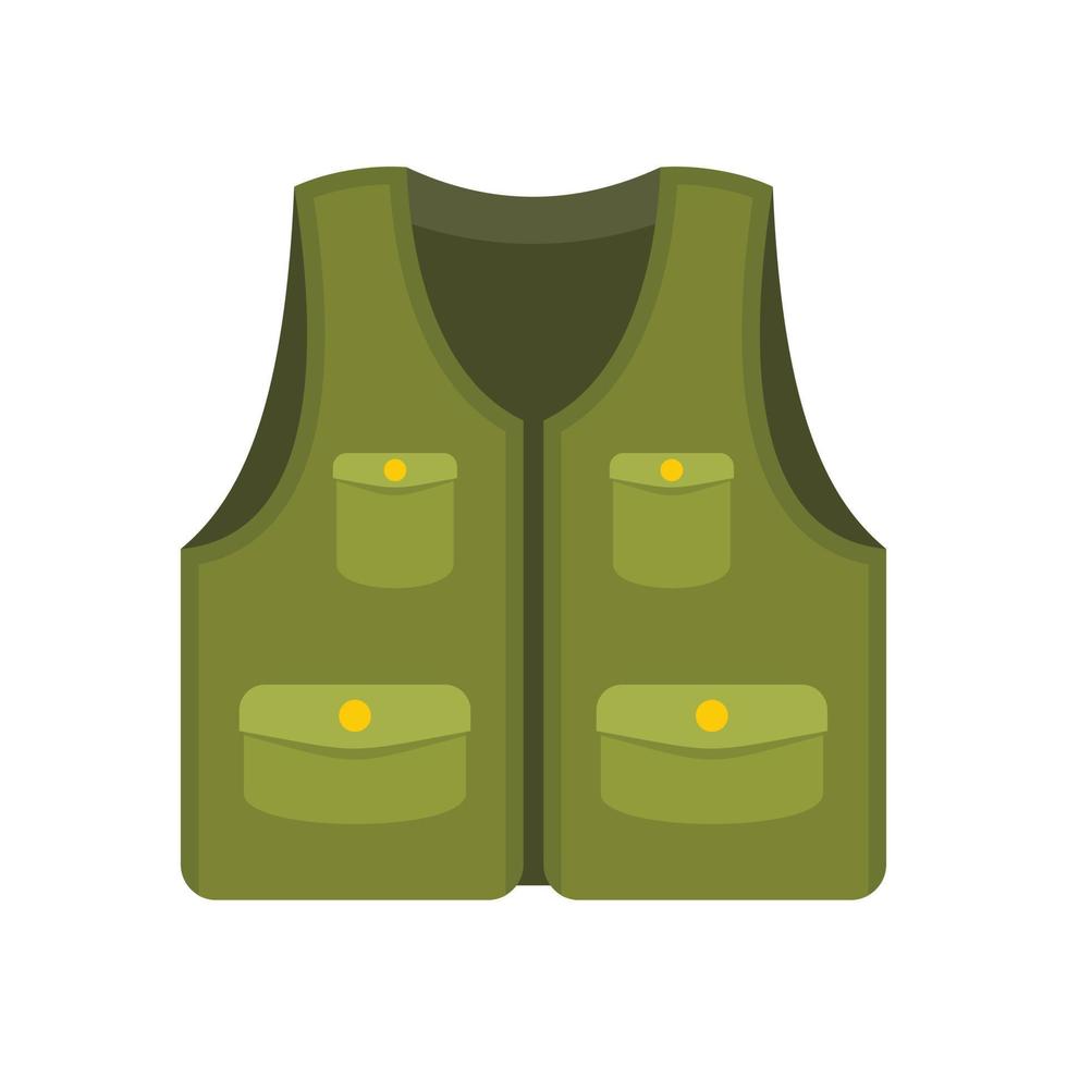 ícone de colete de bolso verde vetor plano isolado