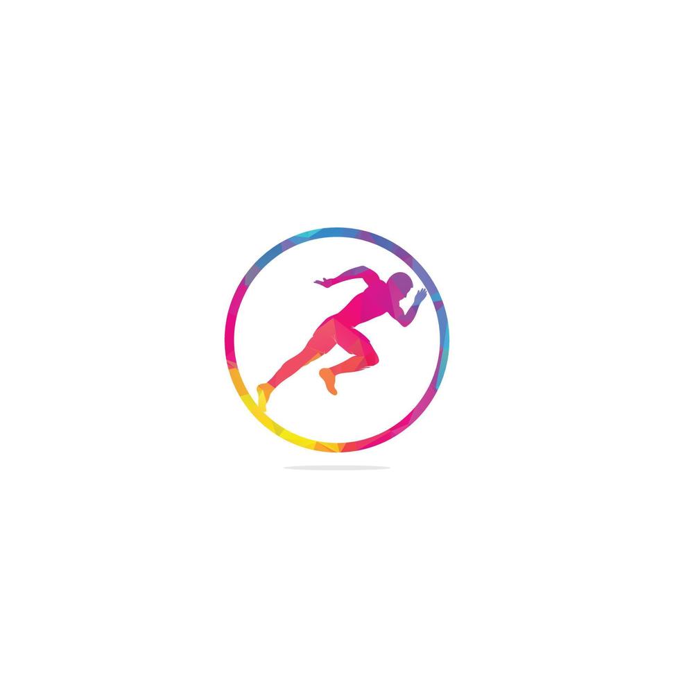 design de vetor de logotipo de corrida e maratona. executando o símbolo vetorial do homem. conceito de esporte e competição.