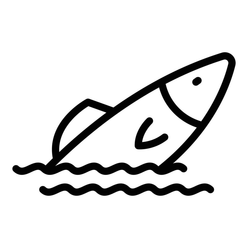 vetor de contorno do ícone de arenque de água. peixes frutos do mar